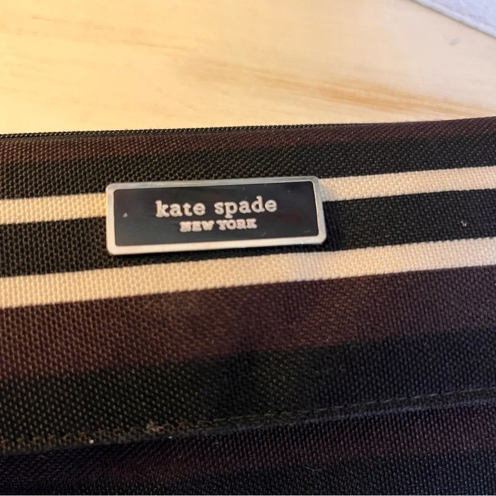 Kate Spade NY Vintage Wallet Striped Coated Fabric Black/White/Purple